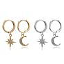 1 Pair Simple Small Star Tiny Moon Crescen Huggie Hoop Earrings Charms Ear Piercing Ear Cuffs Women Jewealry