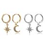 1 Pair Simple Small Star Tiny Moon Crescen Huggie Hoop Earrings Charms Ear Piercing Ear Cuffs Women Jewealry