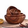 20Cm Salad Bowl Hand Made Solid Wood Kitchen Utensils Tableware Teak Wood Salad Wooden Bowl