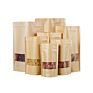 23X35X5Cm Stand up Zip Lock Kraft Paper Bag with Frosted Window for Tea Food Snack Candy Coffee Popcorn