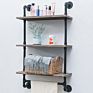 3-Tier Industrial Pipe Bathroom Shelf Wall Mount,61Cm Rustic Utility Storage Shelves,Wood Storage Floating Shelves with Towel