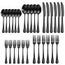 30Pcs Black Matte Cutlery Set Flatware Stainless Steel Black Silverware Set