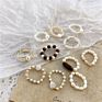 34 Models Vintage Handmade Irregular Geometric Adjustable Stacking Freshwater Baroque Pearl Beaded Heart Elastic Ring Women Girl