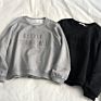 3D Embossed French Terry Crew Neck Hoodie Sweatshirt Pullovers Recycled Clothing
