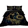 3D Styles Golden Sun and Moon Printed Microfiber Duvet Cover Set