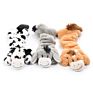 3Pack Donkey Pet Toys Crinkle No Stuffing Animals Dog Plush Chew Toy
