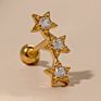 3Pcs Star Paved 5A Cubic Zirconia Bar Stud Earrings Gold Plated 925 Sterling Silver Ear Cartilage Studs