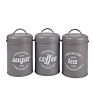 3Pcs Vintage Tea Coffee Sugar Galvanized Metal Kitchen Canisters Sets with Lids