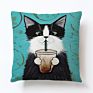 45*45Cm Linen Pillowcase Home/Hotel Office Cushion Covers Cat Cute and Fresh Lumbar Pillow Car Backrest