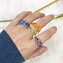 4 Pcs Transparent Geometric Twisted Bow Knot Acrylic Finger Ring Multi Colors Clear Resin Acrylic Twist Finger Ring Set