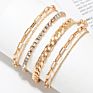 4Pcs/Set Gold Plated Jewelry Simple Metal Thick Diamond Chain Tennis Bracelet Anklets Foot Jewelry Anklets Bracelet