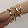 4Pcs/Set Hips Hops Chunky Thick Miami Curb Cuban Bracelets Bangles Punk Metal Twisted Rope Chain Bracelet Jewelry Gift