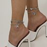 4Pcs/Set Ladies Beach Rhinestone Butterfly Metal Chain Anklet Suitable for Party Wedding Jewelry Gifts