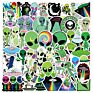 50Pcs Green Alien Pvc Stickers Diy Laptop Hydro Flask Guitar Motorcycle Decoration Decals Vinyl Stickers
