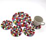 5 Pack Handmade Colorful Wool Felt Balls Trivet Coasters Placemats Coffee Coasters