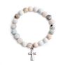 6/8/10Mm Raw Amazonite round Abacus Beads Stone Bracelet Gold Leaf Silver Cross Bracelet