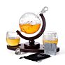 850Ml Whisky Decanter Globe Whiskey Decanter Set with Wooden Tray Glass Bottles