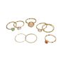 8 Pcs/Set Leaves Flowers Star round Gold Ring Moonstone Gemstone Solitaire Engagement Rings