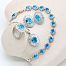 925 Silver Sky Blue Topaz Bridal Jewelry Sets for Women Stud Earrings Necklace Ring Pendant Bracelets