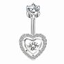 925 Sterling Silver Belly Button Ring Heart Belly Ring for Women