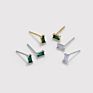 sterling silver Quality colorful zircon rectangle mini earrings stud