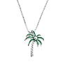 925 Sterling Silver Enamel Crystal Palm Tree Pendant Necklace