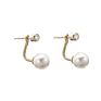 925 Sterling Silver Gold Plated Diamond Cubic Cz Pearl Ear Jacket for Women