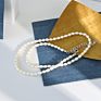 925 Sterling Silver Rhodium Plated Baroque Fresh Water Beaded Pearl Necklace Jewelry for Women