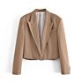 937 Solid Color Khaki Short Design Blazer Women Spring Casual Blazers Outfit Coat Clothing