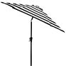 9Ft Garden Outdoor Manual Tilt round Patio Umbrella, Black and White Stripe Fabric