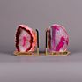 Agate Pink Decorative Crystal Bookends Brass Book Holder Bookend Supperer