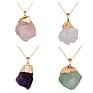 American Irregular Natural Stone Pendants for Making Necklace Simple Gold Plated Amethyst Rough Stone Crystal Necklace