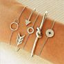 and America Simple round Circle with Drill Charm Knots Arrow Opening Geometric Chain Metal Bracelet Six-Piece Set
