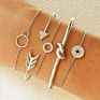 and America Simple round Circle with Drill Charm Knots Arrow Opening Geometric Chain Metal Bracelet Six-Piece Set