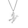 Angel Stainless Steel Sweater Chain Halloween Witch Riding Broomstick Pendant Gold Plated Jewelry Gift