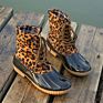 Ankle Black Striped Duck Boots for Women Short Seprape Leopard Duck Rain Boots
