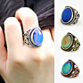 Antique Silver Plated Color Change Emotion Feeling Mood Oval Stone Ring