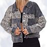Apparel Leopard Pattern Stitching Corduroy Autumn and European and Beautiful Ladies Denim Jacket Women Coat