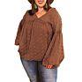 Arrivals Autumn Solid Dot Jacquard Knit Chiffon plus Size Women's Blouses