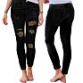 Arrive Women Clothing Denim Jeans Ripped Leopard Patch Pocket High Waist Skinny Jeans