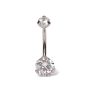 Astm F136 Implant Grade Titanium Internally Threaded Prong Set Belly Ring Body Jewelry