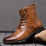 Autumn and Martin Boots Big Size Pointed Retro Leather Boots High Top British Casual Men's Shoes