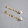 Autumn Jewelry Link Chain Freshwater Pearl Drop Earrings Korean Elegant Women Hollow Chunky Link Chain Pearl Earrings