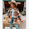 Autumn& Plaid Shirts Long Sleeve Flannel Lapel Coat plus Size Women's Casual Pocketed Shacket Jacket Coats