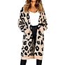 Autumn Women Long Knit Cardigan with Pocket Leopard Sueter Cardigan Sweater