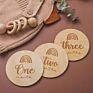Baby Gift Craft Laser Cut Monthly Disc Wooden Rainbow Photo Props Wood Milestone Clips Card