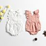 Baby Romper Jumpsuit Cotton Linen Pleated Flutter Sleeve Baby Clothing Romper