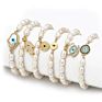 Baroque Freshwater Pearl Beads Cz Evil Eyes Charm Bracelet Gold Plating Full Zirconia Hand Eyes Pearl Bracelet