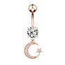 Beach Gold/Silver Plated Stainless Steel Body Piercing Jewelry Women Star Crystal Moon Pendant Belly Button Rings Barbell