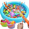 Beach Kids Plastic Lightfish Fishing Rods Glow Fish Magnetic Fishing Game Set for Children